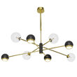 Candelabru modern auriu abajururi transparente 4xG9/60W si 4xGU10/60W Moka 1973 Jupiter